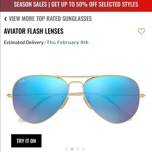 Ray Ban Aviator Blue Sunglasses